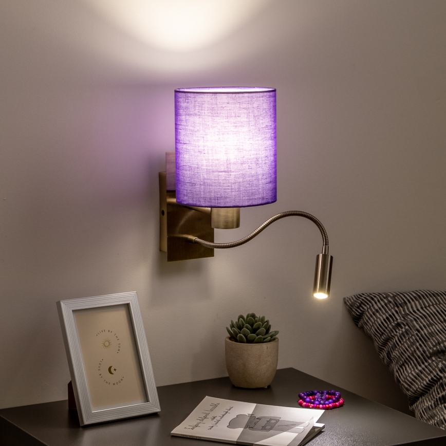 Brilagi - LED Flexible wall lamp NUBILA 1xE27/25W/230V + LED/3W brass/purple