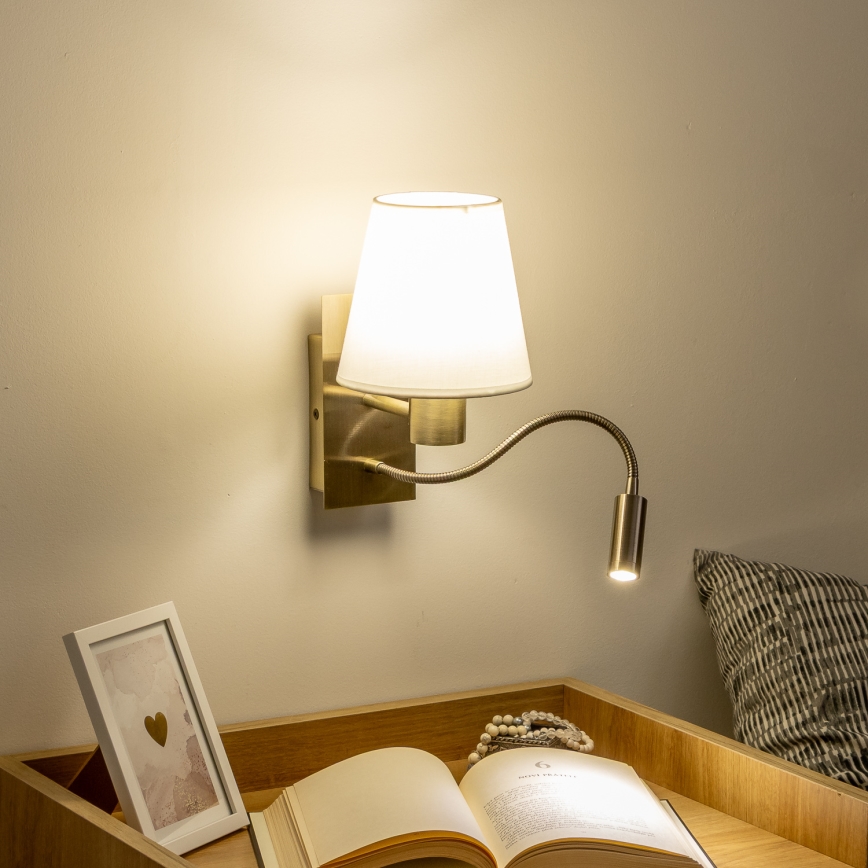 Brilagi - LED Flexible wall lamp NUBILA 1xE27/25W/230V + LED/3W brass/white