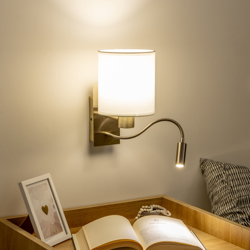 Brilagi - LED Flexible wall lamp NUBILA 1xE27/25W/230V + LED/3W brass/white