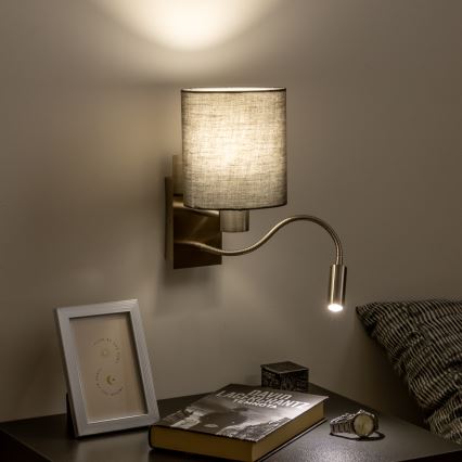 Brilagi - LED Flexible wall lamp NUBILA 1xE27/25W/230V + LED/3W matte chrome/anthracite