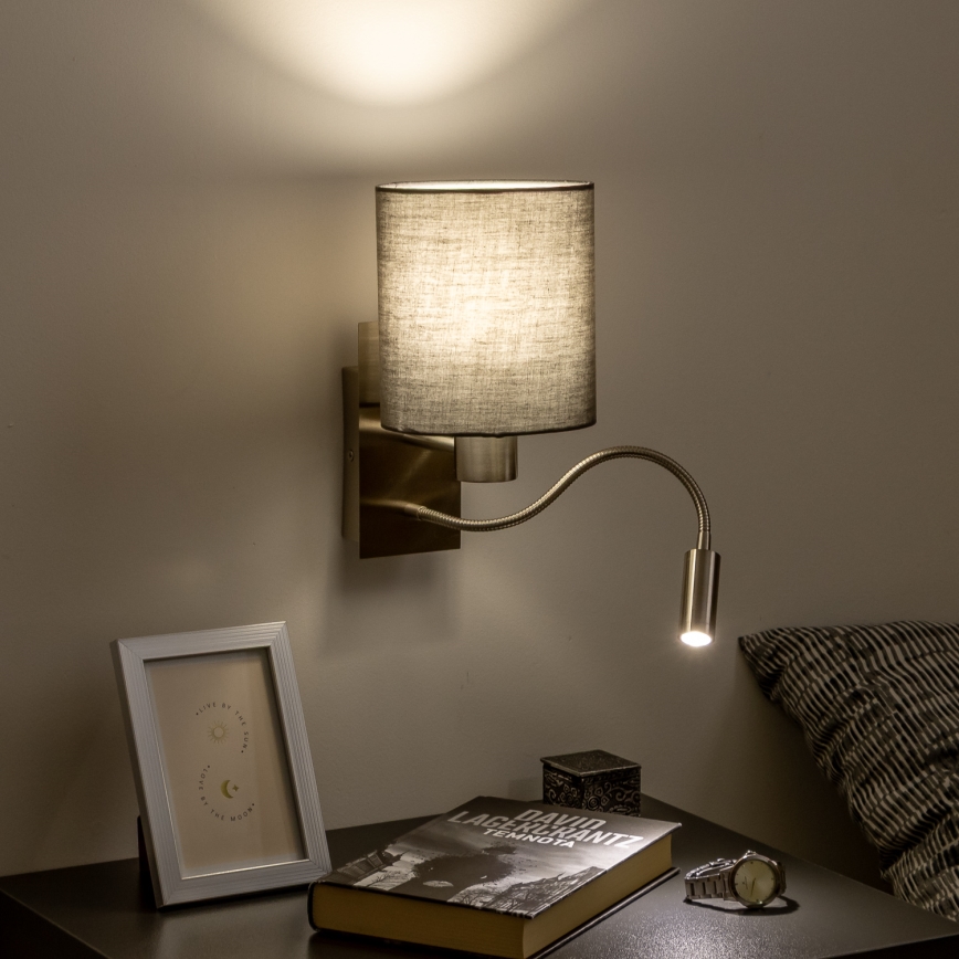 Brilagi - LED Flexible wall lamp NUBILA 1xE27/25W/230V + LED/3W matte chrome/anthracite