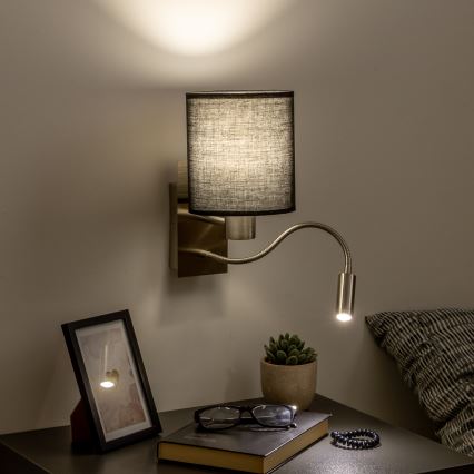 Brilagi - LED Flexible wall lamp NUBILA 1xE27/25W/230V + LED/3W matte chrome/black