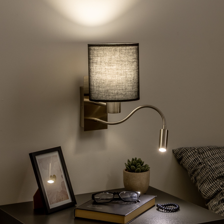 Brilagi - LED Flexible wall lamp NUBILA 1xE27/25W/230V + LED/3W matte chrome/black
