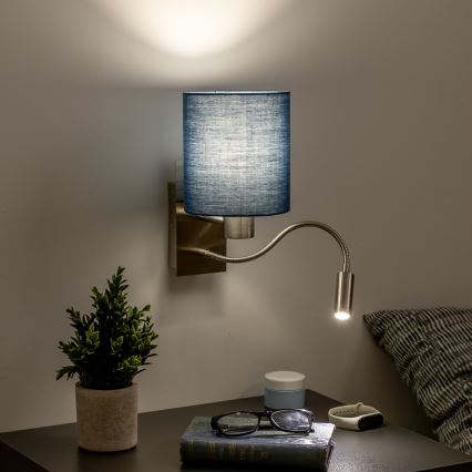 Brilagi - LED Flexible wall lamp NUBILA 1xE27/25W/230V + LED/3W matte chrome/dark blue