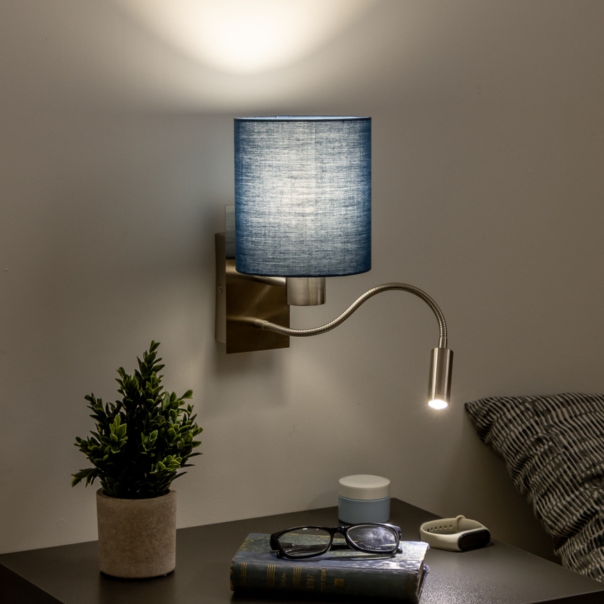 Brilagi - LED Flexible wall lamp NUBILA 1xE27/25W/230V + LED/3W matte chrome/dark blue