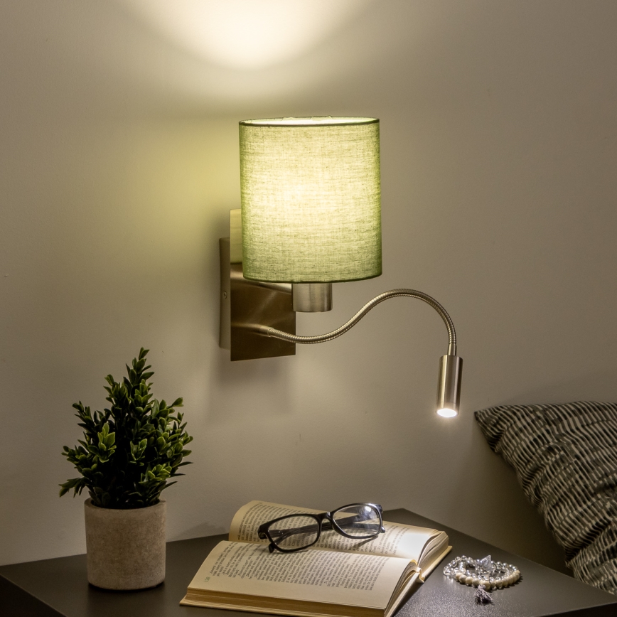 Brilagi - LED Flexible wall lamp NUBILA 1xE27/25W/230V + LED/3W matte chrome/green