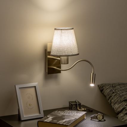 Brilagi - LED Flexible wall lamp NUBILA 1xE27/25W/230V + LED/3W matte chrome/grey