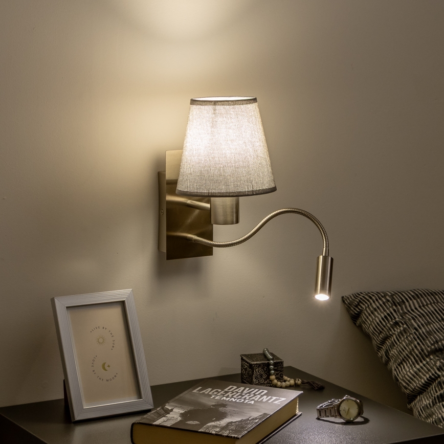 Brilagi - LED Flexible wall lamp NUBILA 1xE27/25W/230V + LED/3W matte chrome/grey