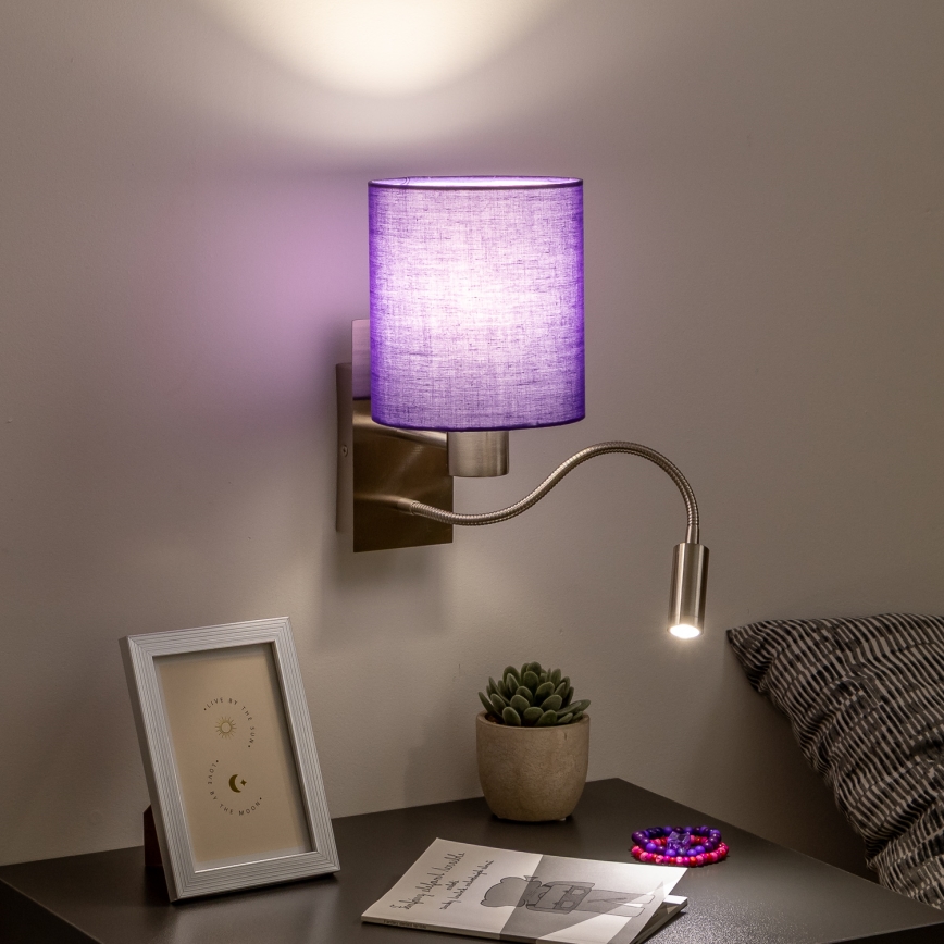 Brilagi - LED Flexible wall lamp NUBILA 1xE27/25W/230V + LED/3W matte chrome/purple