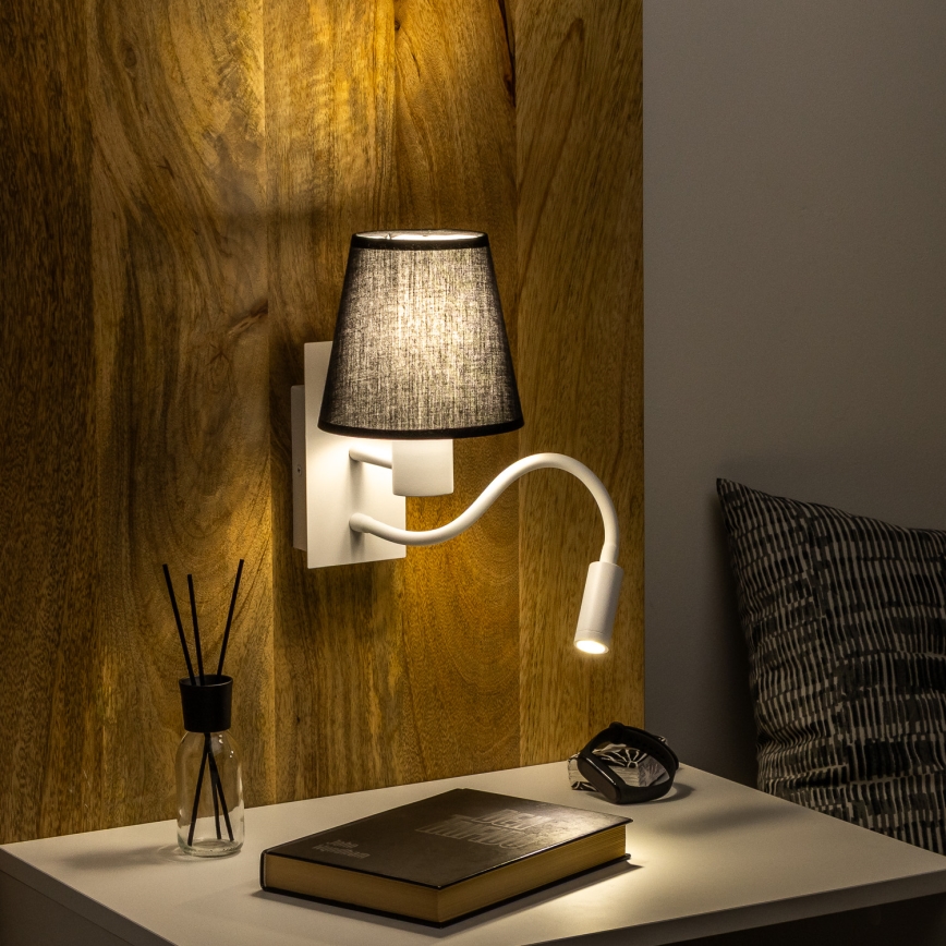 Brilagi - LED Flexible wall lamp NUBILA 1xE27/25W/230V + LED/3W white/black