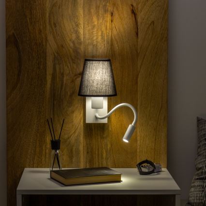 Brilagi - LED Flexible wall lamp NUBILA 1xE27/25W/230V + LED/3W white/black