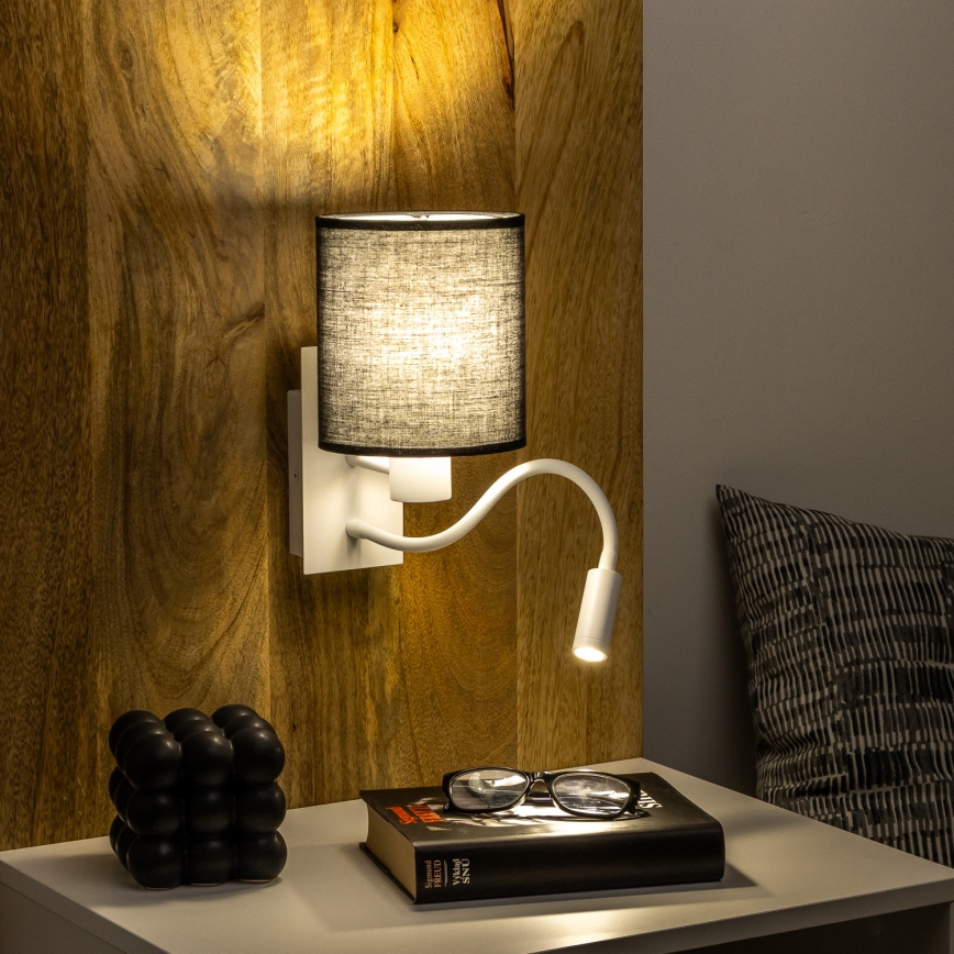 Brilagi - LED Flexible wall lamp NUBILA 1xE27/25W/230V + LED/3W white/black