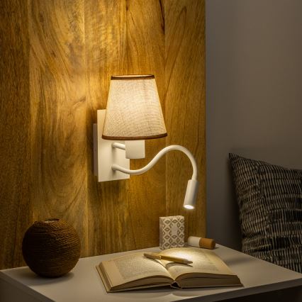Brilagi - LED Flexible wall lamp NUBILA 1xE27/25W/230V + LED/3W white/brown