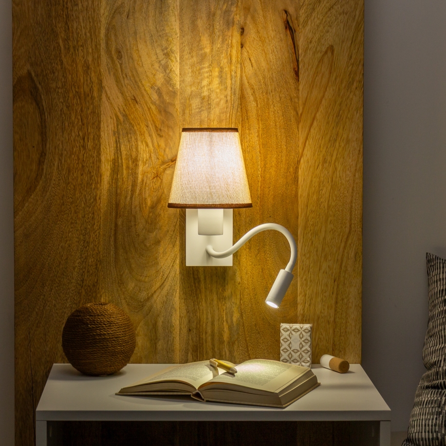 Brilagi - LED Flexible wall lamp NUBILA 1xE27/25W/230V + LED/3W white/brown