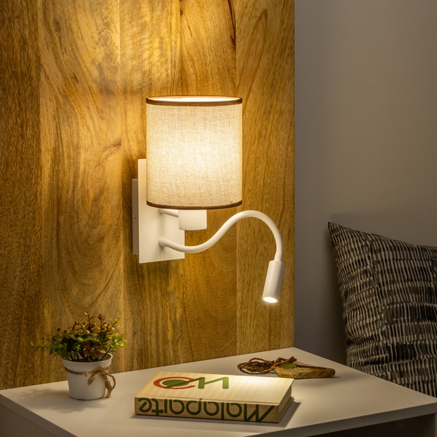 Brilagi - LED Flexible wall lamp NUBILA 1xE27/25W/230V + LED/3W white/brown