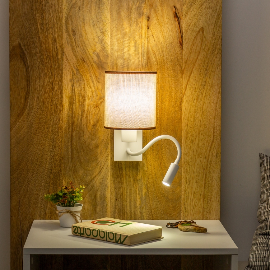 Brilagi - LED Flexible wall lamp NUBILA 1xE27/25W/230V + LED/3W white/brown