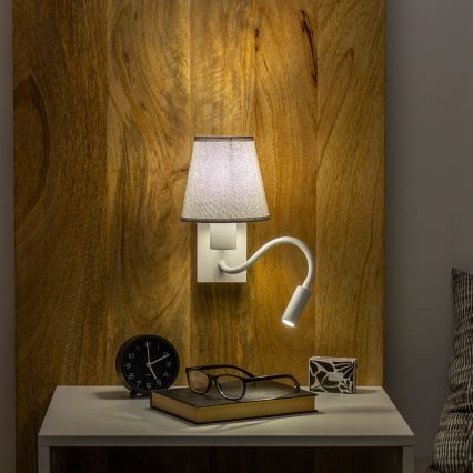 Brilagi - LED Flexible wall lamp NUBILA 1xE27/25W/230V + LED/3W white/grey
