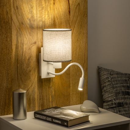 Brilagi - LED Flexible wall lamp NUBILA 1xE27/25W/230V + LED/3W white/grey