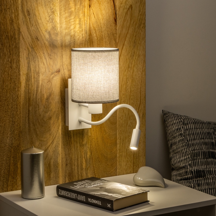Brilagi - LED Flexible wall lamp NUBILA 1xE27/25W/230V + LED/3W white/grey