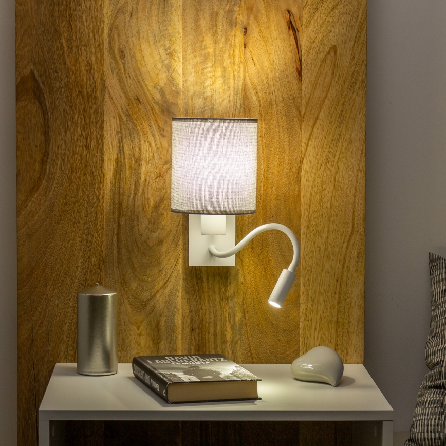 Brilagi - LED Flexible wall lamp NUBILA 1xE27/25W/230V + LED/3W white/grey
