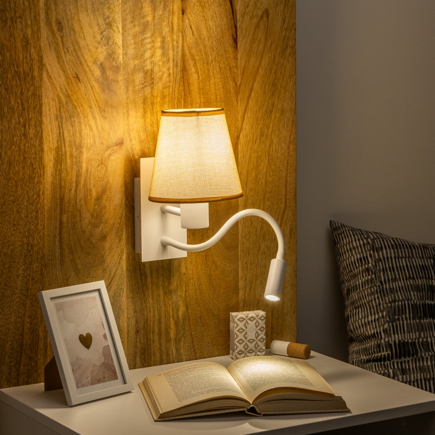 Brilagi - LED Flexible wall lamp NUBILA 1xE27/25W/230V + LED/3W white/light brown