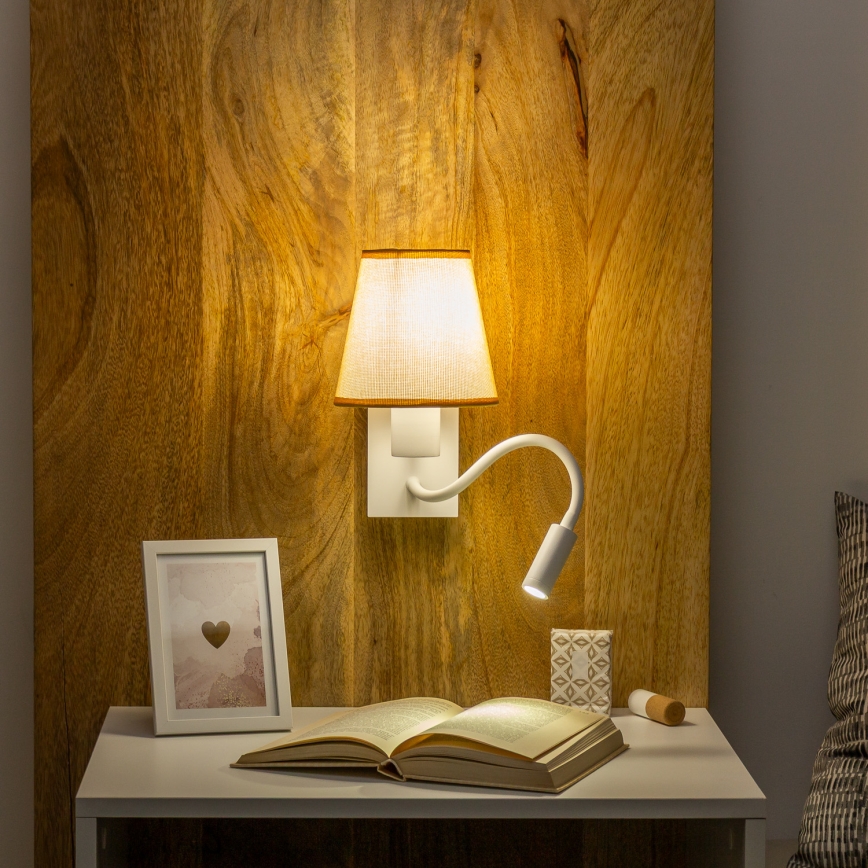Brilagi - LED Flexible wall lamp NUBILA 1xE27/25W/230V + LED/3W white/light brown