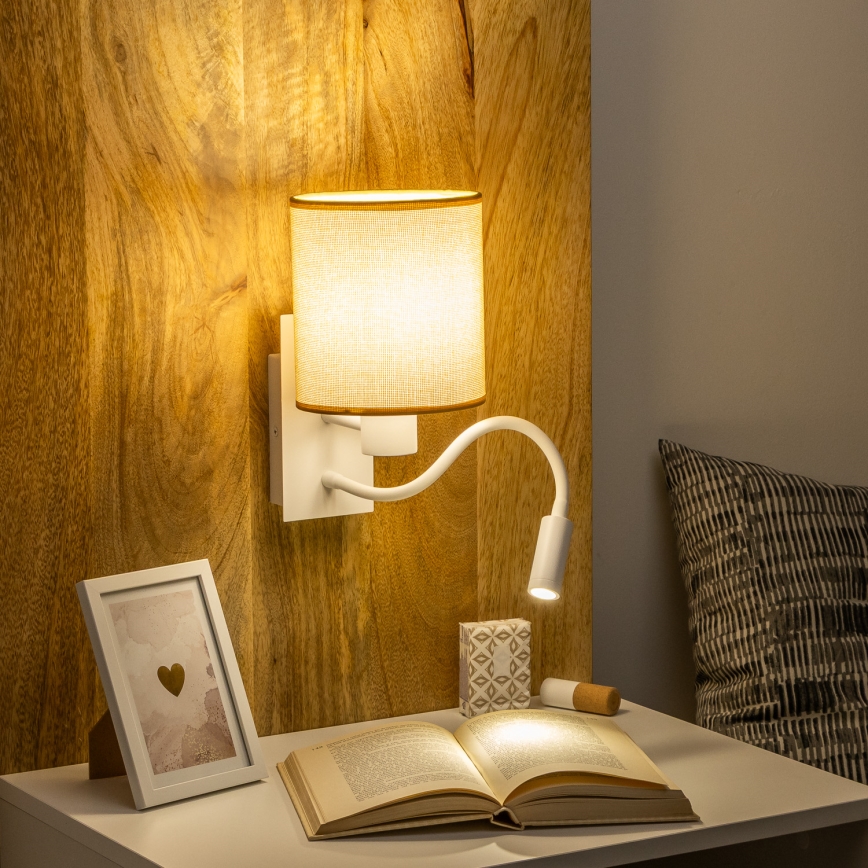 Brilagi - LED Flexible wall lamp NUBILA 1xE27/25W/230V + LED/3W white/light brown