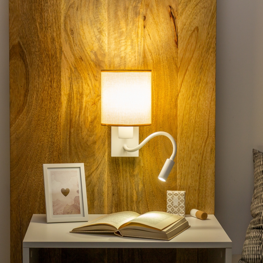 Brilagi - LED Flexible wall lamp NUBILA 1xE27/25W/230V + LED/3W white/light brown