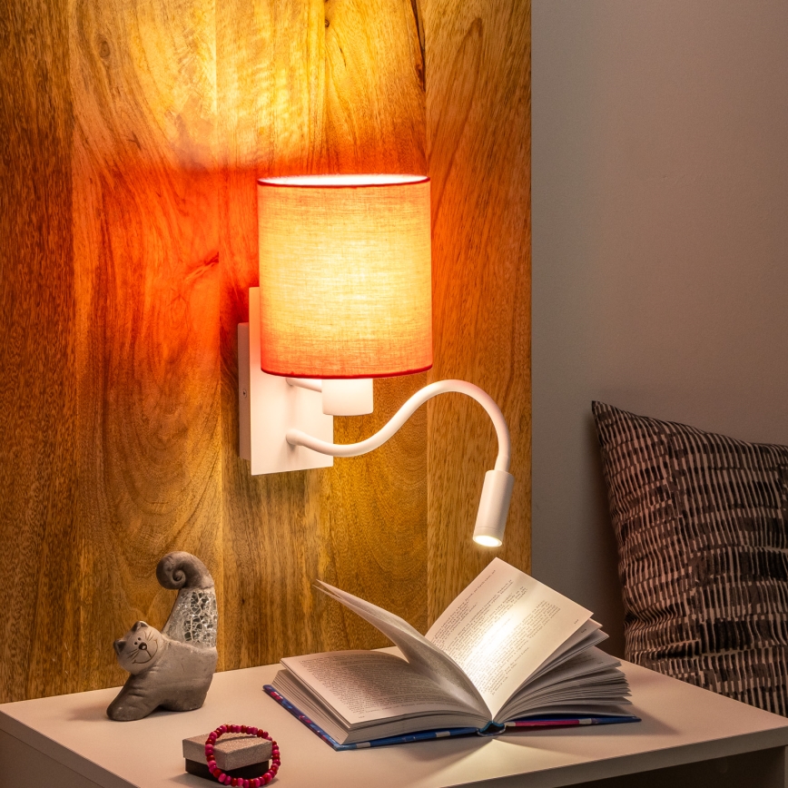 Brilagi - LED Flexible wall lamp NUBILA 1xE27/25W/230V + LED/3W white/pink