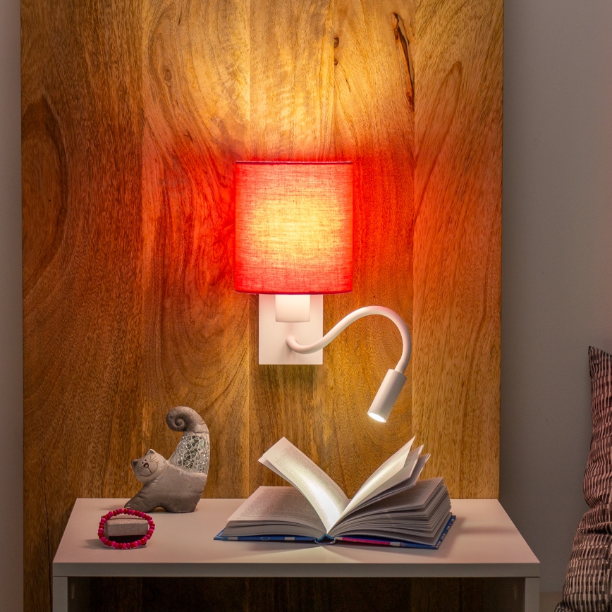 Brilagi - LED Flexible wall lamp NUBILA 1xE27/25W/230V + LED/3W white/pink