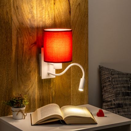 Brilagi - LED Flexible wall lamp NUBILA 1xE27/25W/230V + LED/3W white/Pompeian red