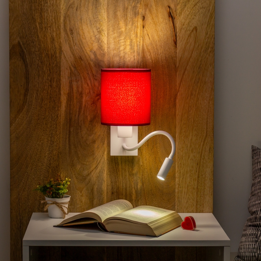Brilagi - LED Flexible wall lamp NUBILA 1xE27/25W/230V + LED/3W white/Pompeian red
