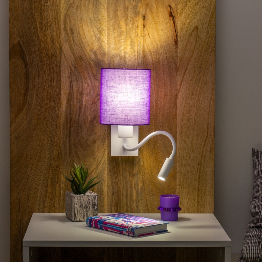 Brilagi - LED Flexible wall lamp NUBILA 1xE27/25W/230V + LED/3W white/purple