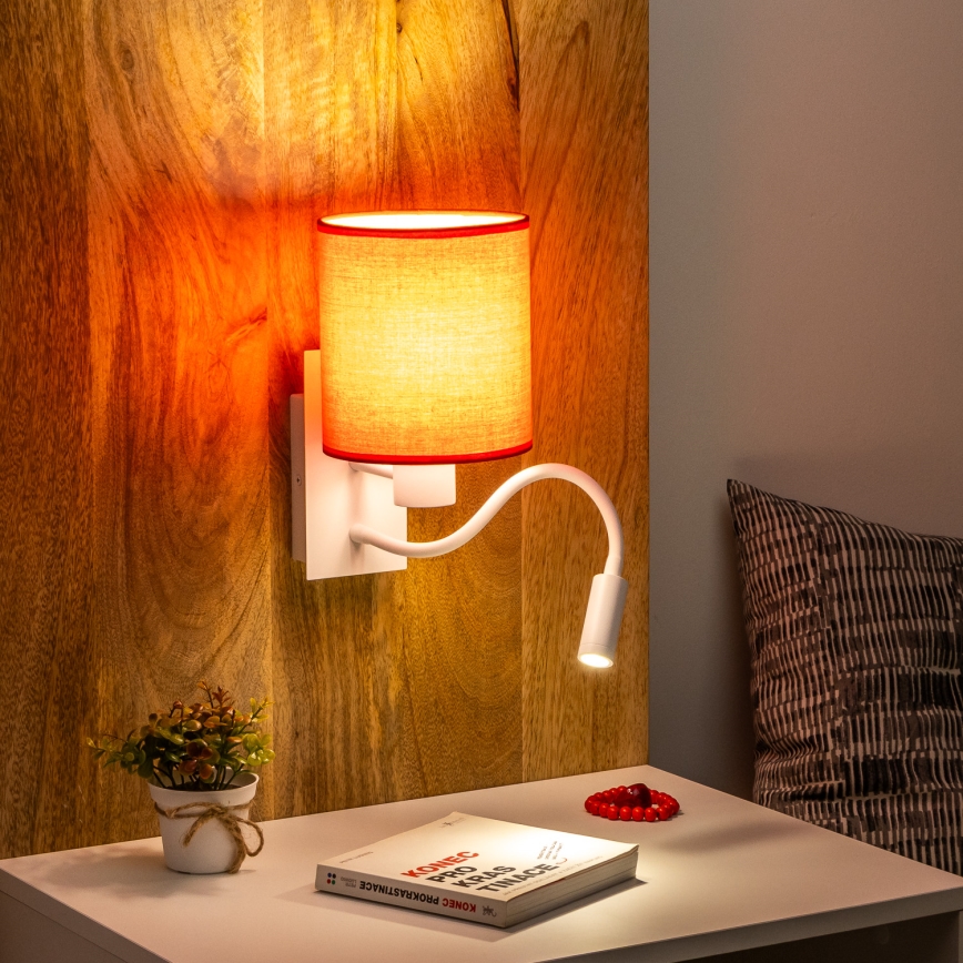Brilagi - LED Flexible wall lamp NUBILA 1xE27/25W/230V + LED/3W white/red
