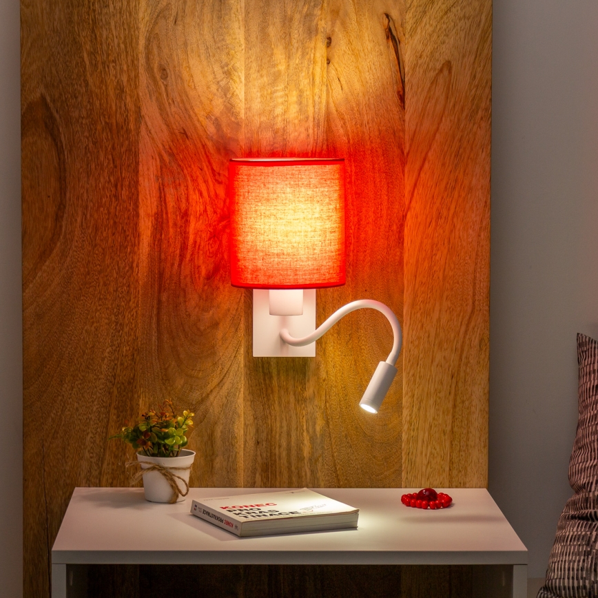 Brilagi - LED Flexible wall lamp NUBILA 1xE27/25W/230V + LED/3W white/red