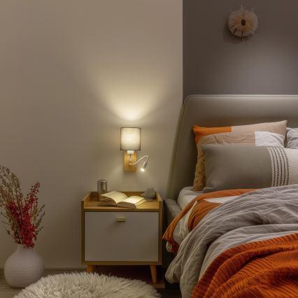 Brilagi - LED Flexible wall lamp NUBILA WOOD 1xE27/25W/230V + LED/3W oak/anthracite