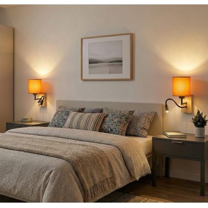 Brilagi - LED Flexible Wall Lamp NUBILA WOOD 1xE27/25W/230V + LED/3W oak/black/light gray