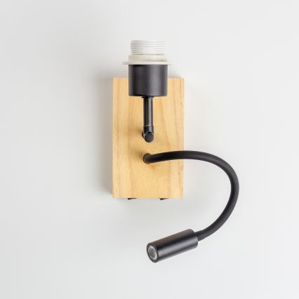 Brilagi - LED Flexible Wall Lamp NUBILA WOOD 1xE27/25W/230V + LED/3W oak/black/light gray