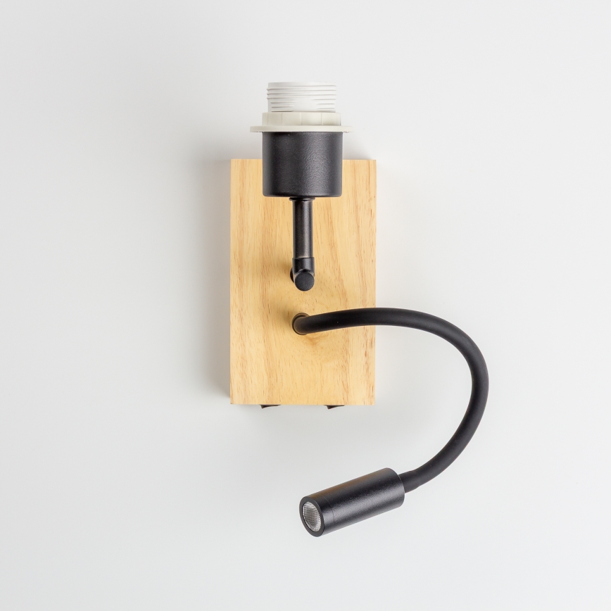Brilagi - LED Flexible Wall Lamp NUBILA WOOD 1xE27/25W/230V + LED/3W oak/black/light gray