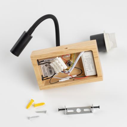 Brilagi - LED Flexible Wall Lamp NUBILA WOOD 1xE27/25W/230V + LED/3W oak/black/light gray