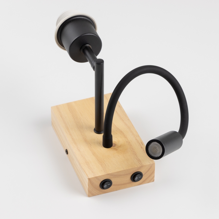 Brilagi - LED Flexible Wall Lamp NUBILA WOOD 1xE27/25W/230V + LED/3W oak/black/yellow