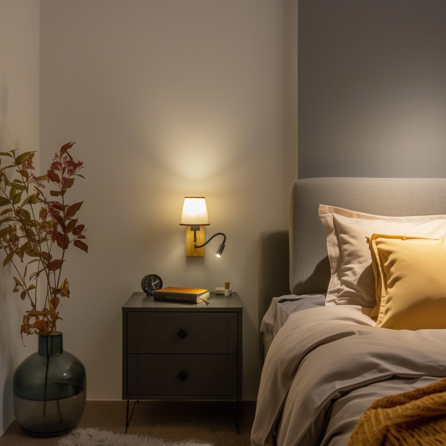 Brilagi - LED Flexible wall lamp NUBILA WOOD 1xE27/25W/230V + LED/3W oak/brown