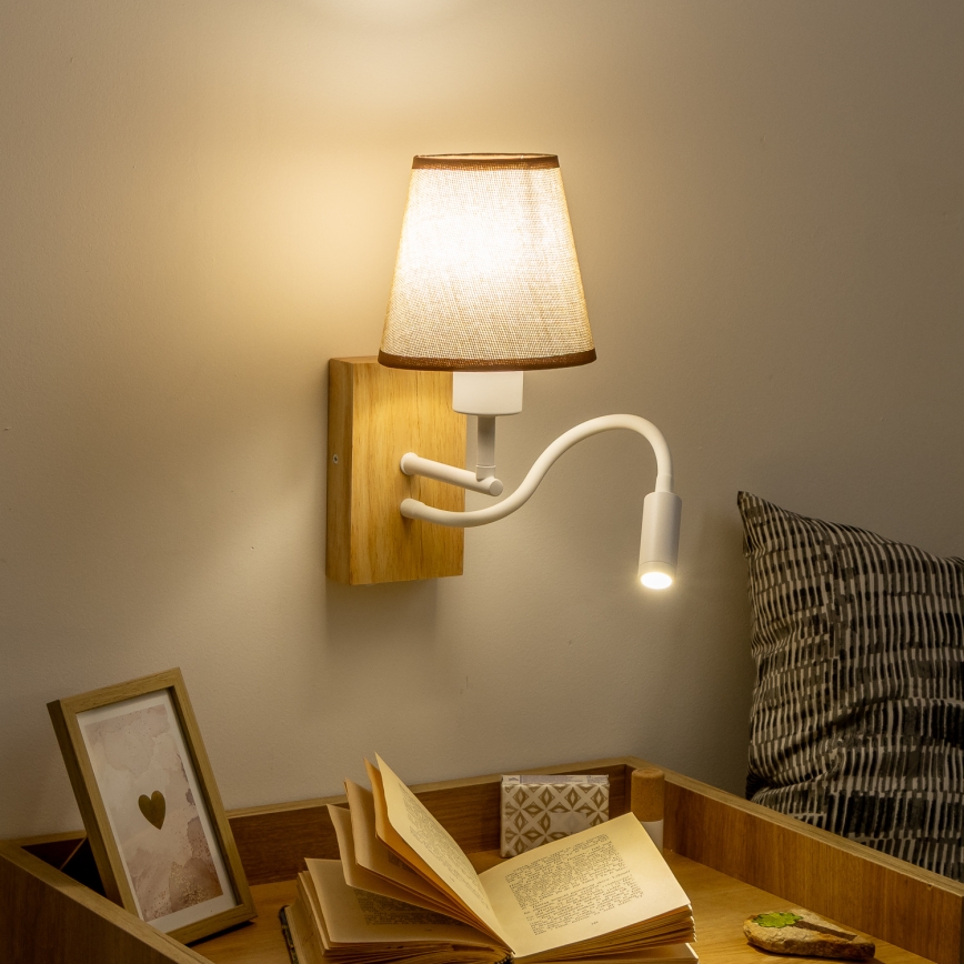 Brilagi - LED Flexible wall lamp NUBILA WOOD 1xE27/25W/230V + LED/3W oak/brown