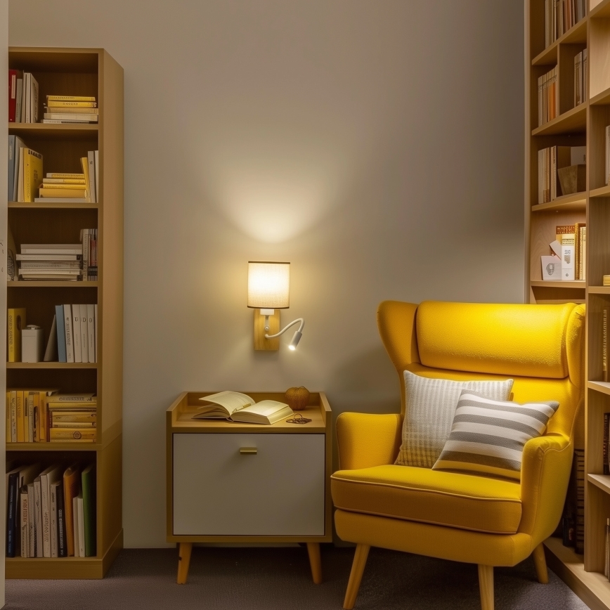 Brilagi - LED Flexible wall lamp NUBILA WOOD 1xE27/25W/230V + LED/3W oak/brown