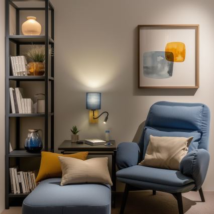 Brilagi - LED Flexible wall lamp NUBILA WOOD 1xE27/25W/230V + LED/3W oak/dark blue