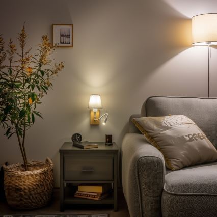 Brilagi - LED Flexible wall lamp NUBILA WOOD 1xE27/25W/230V + LED/3W oak/grey