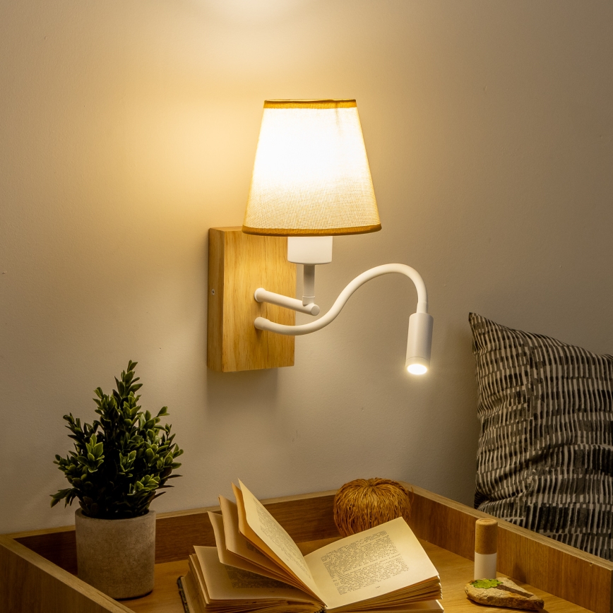 Brilagi - LED Flexible wall lamp NUBILA WOOD 1xE27/25W/230V + LED/3W oak/light brown