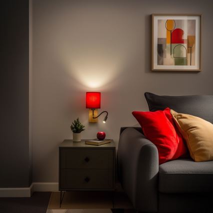 Brilagi - LED Flexible wall lamp NUBILA WOOD 1xE27/25W/230V + LED/3W oak/Pompeian red