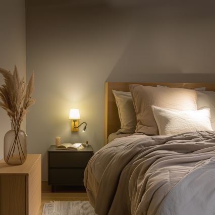 Brilagi - LED Flexible wall lamp NUBILA WOOD 1xE27/25W/230V + LED/3W oak/white
