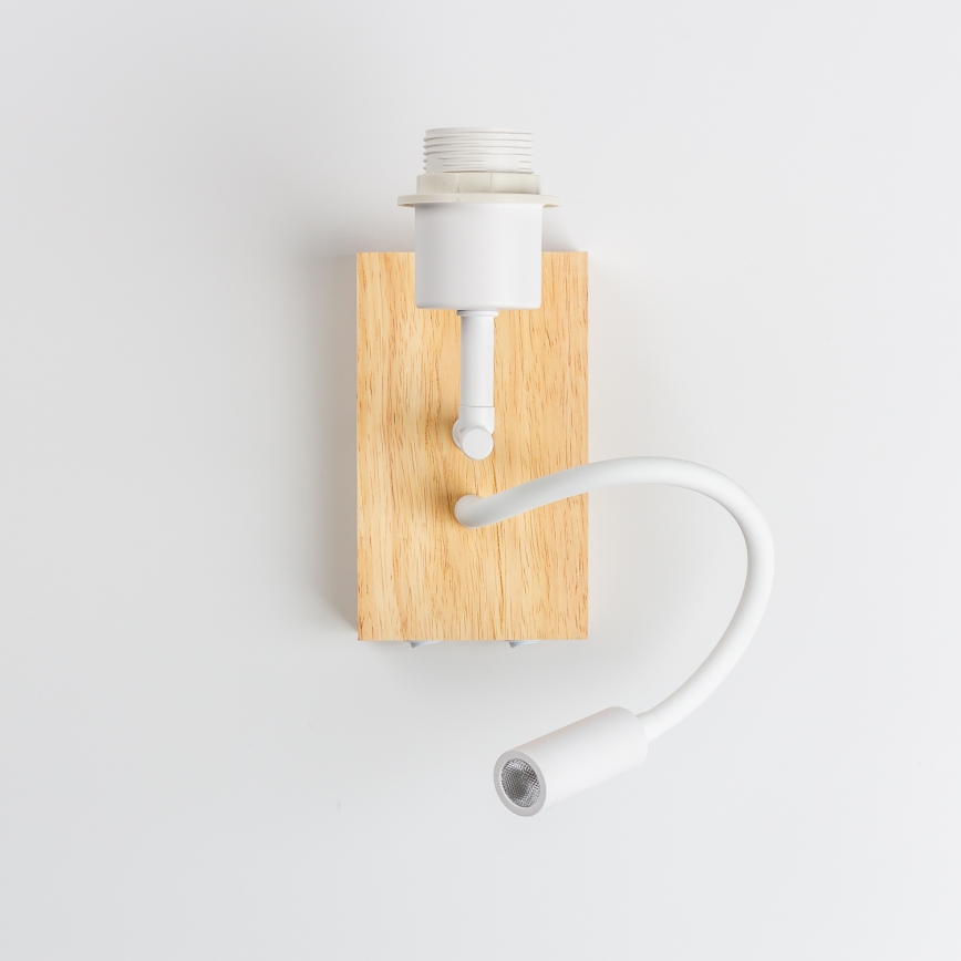 Brilagi - LED Flexible Wall Lamp NUBILA WOOD 1xE27/25W/230V + LED/3W oak/white/light grey